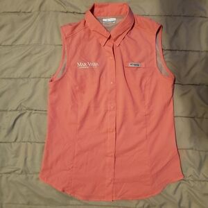 Columbia Women PFG Coral Tamiami Sleeveless Fishing Shirt Custom "Marvista FL" M